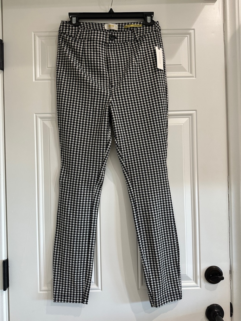 Anthropologie Black and White Gingham Slim Pants